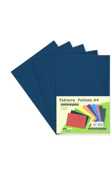 Penword Tektura A4 falista ciemnoniebieska 5 szt.
