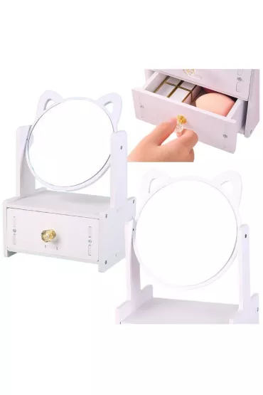 Mini toaletka lusterko do makija�u bia�a LeanToys