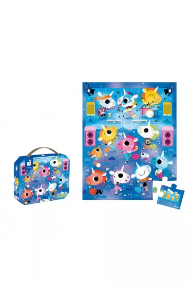Puzzle 24 el. Jednoro�ce na koncercie rockowym w walizce Janod
