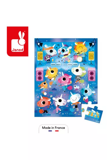 Puzzle 24 el. Jednoro�ce na koncercie rockowym w walizce Janod
