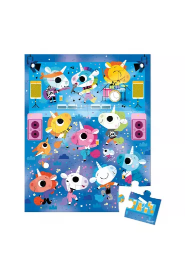 Puzzle 24 el. Jednoro�ce na koncercie rockowym w walizce Janod
