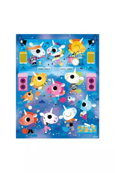 Puzzle 24 el. Jednoro�ce na koncercie rockowym w walizce Janod