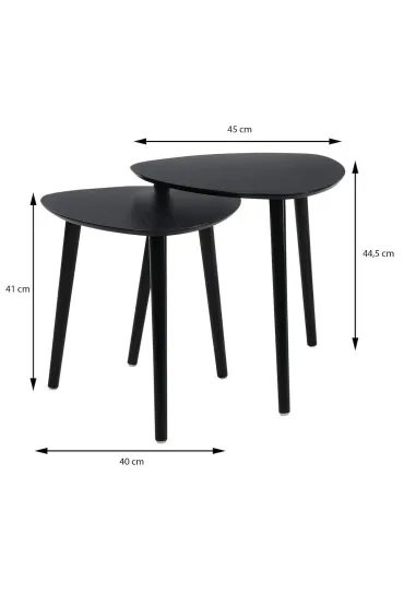H&S Decoration Zestaw stolik�w bocznych czarne drewniane