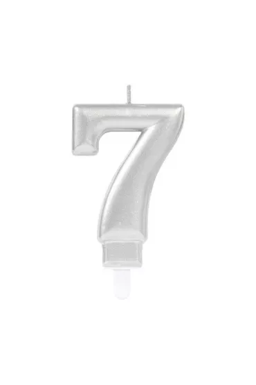 Amscan �wieczka cyferka 7 Sparkling Celebrations srebrna