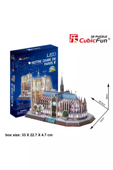 Puzzle 3D 149 el. Katedra Notre Dame LED Cubic Fun
