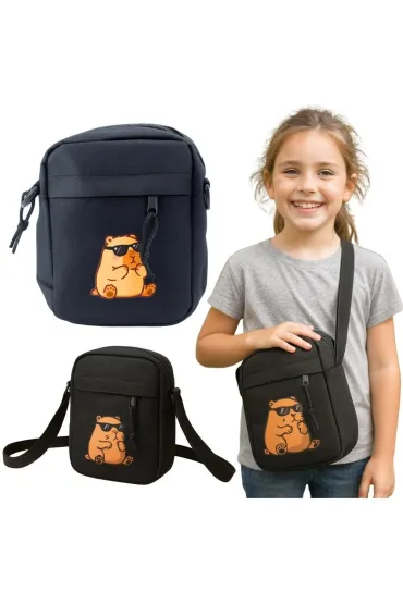LeanToys Saszetka na rami� Kapibara czarna 19,5x14cm