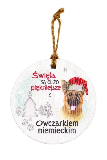 Kukartka Zawieszka ceramiczna Bo�e Narodzenie Owczarek niem