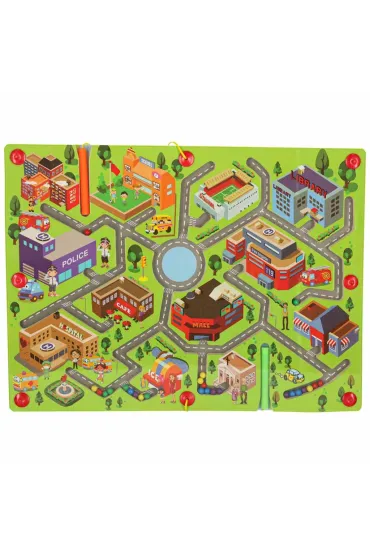 Gra labirynt magnetyczna planszowa drewniana do podr�y du�e miasto 2 graczy