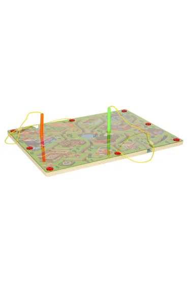 Gra labirynt magnetyczna planszowa drewniana do podr�y du�e miasto 2 graczy