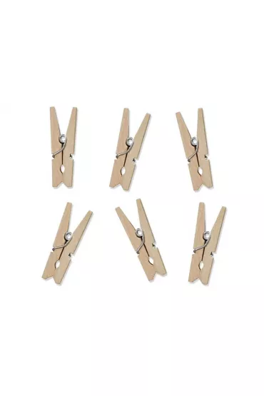 PartyDeco Klamerki drewniane naturalne drewno 10szt