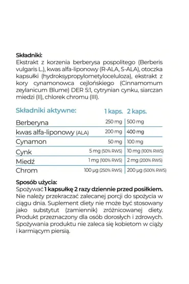 Health Guard by Cf Insulin Balance - Wsparcie gospodarki cukrowej (Insulinooporno, Cukrzyca) Suplement diety 60 kaps.