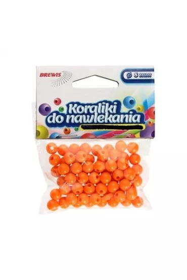 Brewis Koraliki do nawlekania + sznurek pomara�czowe 8mm, 16g