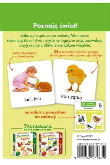 Zwierz�ta na wsi. Montessori. Karty obrazkowe (1-3 lata). Kapitan Nauka - Urszula Marzec, Katarzyna  Do�hun, Izabela  Go�aszewska, Monika  Biadu�-Maciejewska