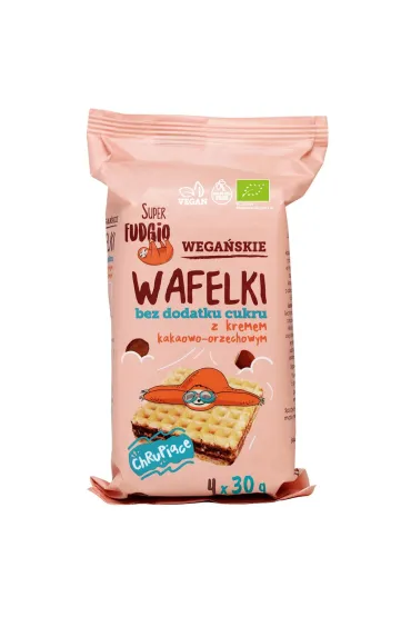 Super Fudgio Wafelki z kremem kakaowo-orzechowym bez dodatku cukru Zestaw 4 x 120 g Bio