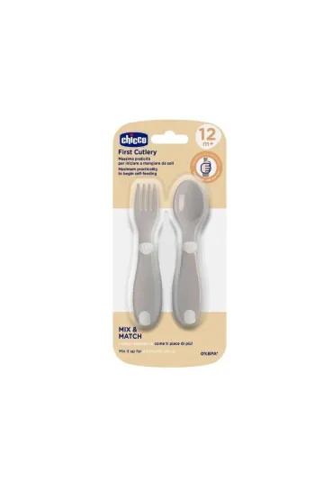 Chicco Pierwsze sztu�ce plastikowe szare 12m+