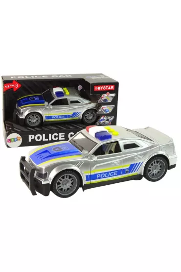 Auto Policja 1:14 �wiat�o i d�wi�k srebrne LeanToys