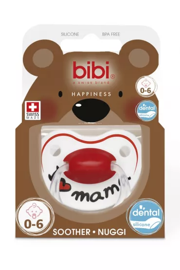 Bibi Swiss Smoczek ortodontyczny uspokajaj�cy Happiness "I love mama" 0-6 m-cy