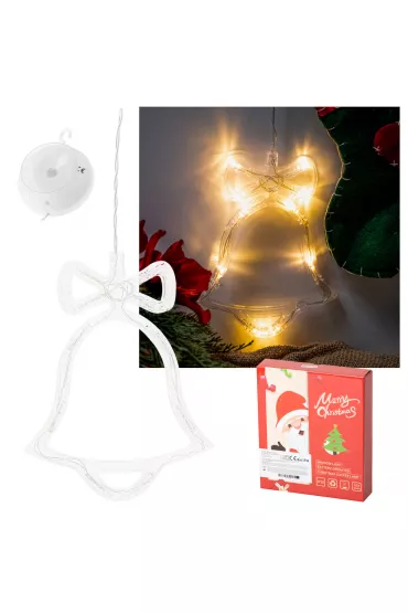 Lampki LED wiszca ozdoba dekoracja okna witeczne choinkowe dzwoneczek przyssawki 10 LED