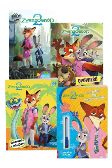 Pakiet: Zwierzogr�d 2. Biblioteczka przygody, Zwierzogr�d 2. Opowie�� filmowa, Zwierzogr�d 2. Kolorowanka z naklejkami, Disney Zwierzogr�d 2. Zadania do zmazywania