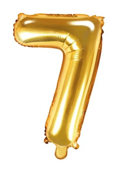 PartyDeco Balon foliowy Cyfra "7", 35cm, z�oty