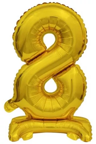 Amscan Balon foliowy mini cyfra 8 ze stopk� z�ota 22x40cm