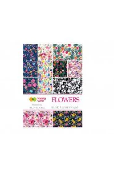 Happy Color Blok z motywami FLOWERS 25 motyw�w A4 25 motyw�w 80g 15 kartek