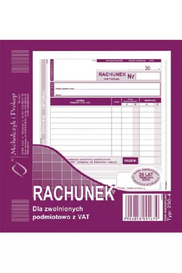 Michalczyk i Prokop Druk Rachunek/Zwolnienie z podatku VAT