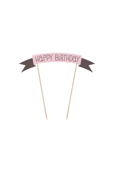 Topper Happy Birthday r�owy 19cm