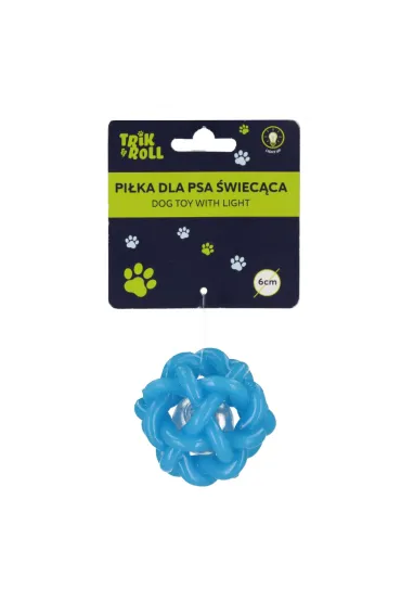Pi�ka dla psa �wiec�ca 6cm niebieska TRIK&ROLL 560862