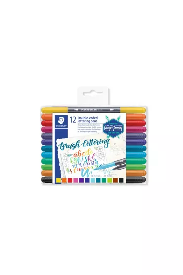 Staedtler Pisaki dwustronne Brush Lettering Design Journey, 1-6 i 0.5-0.8 mm 0.5-0.8 mm, 12 kolor�w