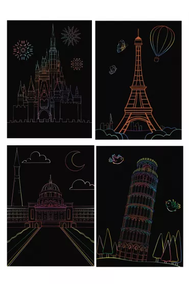 Twoje Hobby Cartoon Architecture. Magiczna zdrapka - wydrapywanka 21.0 x 29.8 cm