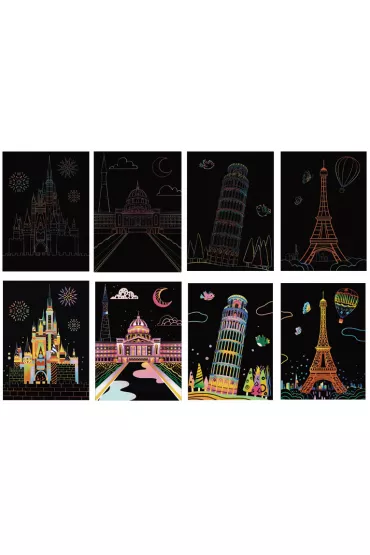 Twoje Hobby Cartoon Architecture. Magiczna zdrapka - wydrapywanka 21.0 x 29.8 cm