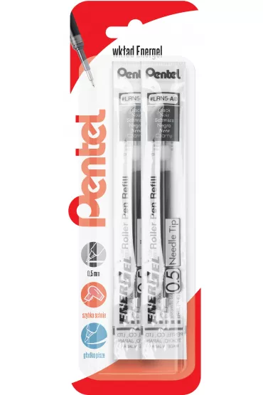 Pentel Wk�ad do cienkopis�w kulkowych EnerGel LRN5 czarny 2 szt.