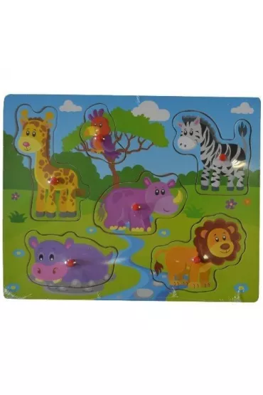 Puzzle Uk�adanka drewniana Safari uchwyty Anek