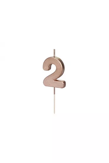 PartyDeco �wieczka urodzinowa 2 r�owe z�oto 4.5cm