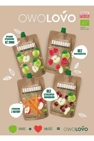 Owolovo Mus jab�kowo-malinowy Ekodobro 200 g Bio