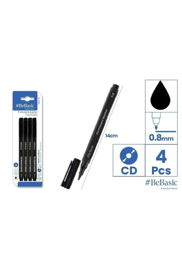 BeBasic Marker permanentny czarny 4 szt.