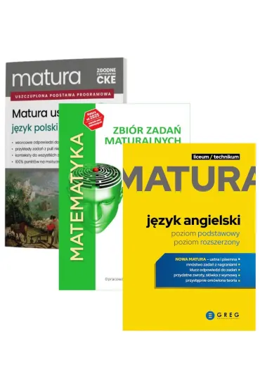 Pakiet Matura 2026: J�zyk polski. Matura ustna, Matematyka. Zbi�r zada� maturalnych. Lata 2010-2025, J�zyk angielski. Repetytorium maturalne