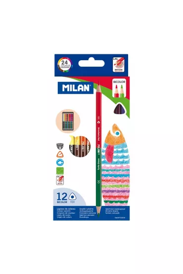 Milan Kredki tr�k�tne Bicolor 24 kolor�w 12 szt.