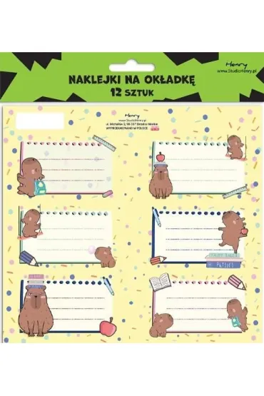 Henry Naklejki na zeszyty - Kapibary 12 szt.