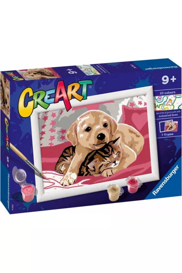 Malowanie po numerach CreArt - Piesek z kotkiem Ravensburger