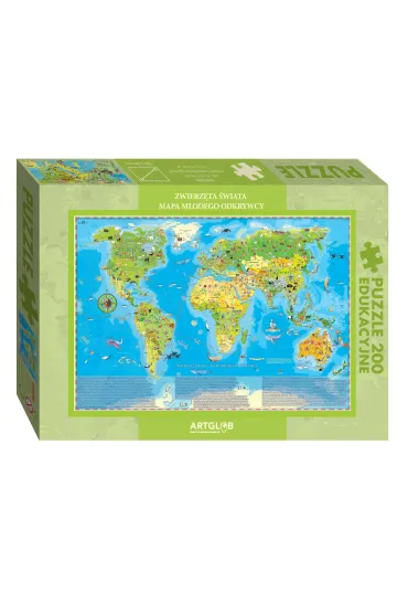 Puzzle 200 el. Mapa M�odego Odkrywcy - Zwierz�ta �wiata ArtGlob