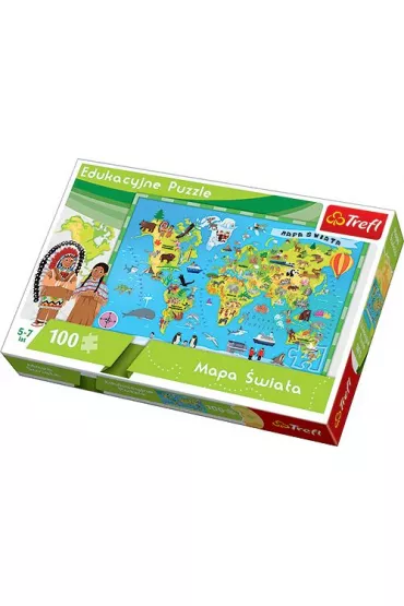 Puzzle 100 el. Mapa �wiata dla dzieci 15502 Trefl