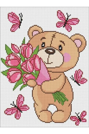 Diamentowa mozaika - Uroczy pluszowy mi� 30x40cm Ideyka