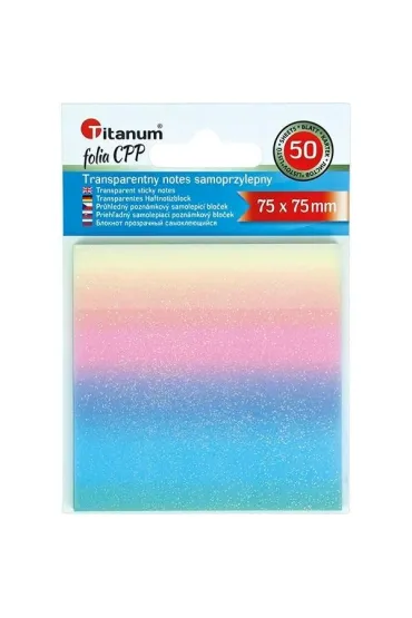 Titanum Notes samoprzylepny transparentny 75x75mm 50 kartek