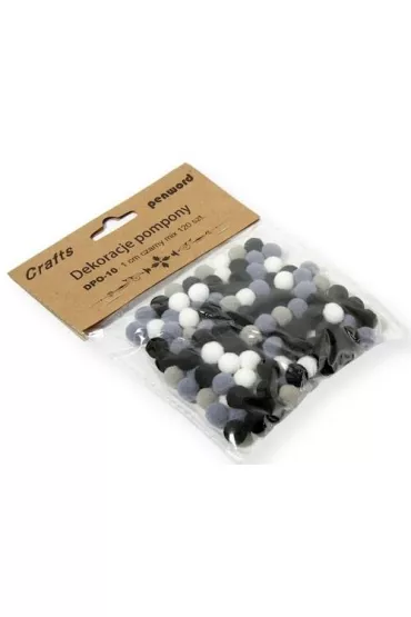 Penword Dekoracje pompony mix czarny 1cm