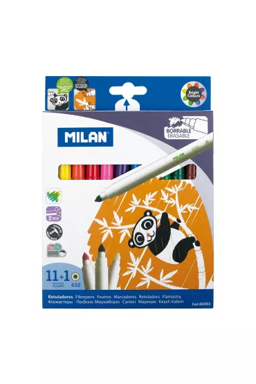 Milan Flamastry wymazywalne ze sto�kow� ko�c�wk� 12 szt.