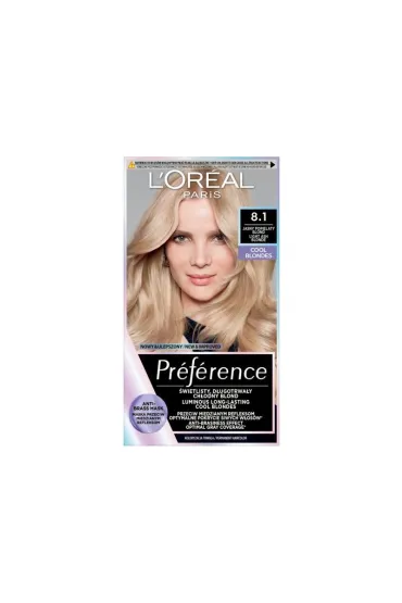 LOreal Paris Preference farba do w�os�w 8.1 Jasny popielaty blond