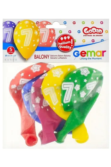 Godan Balony Premium Hel z nadrukiem 7 13" 5 szt.