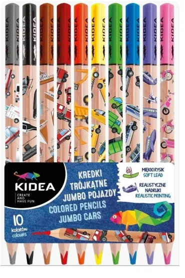 Derform Kredki tr�jk�tne Jumbo Pojazdy 10 szt.